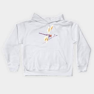 Gorgeous Purple and Gold Dragonfly on a Twig Kids Hoodie